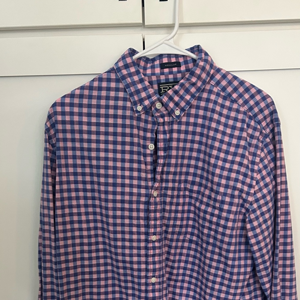 RYE Blue and Pink Plaid Men's Casual Shirt